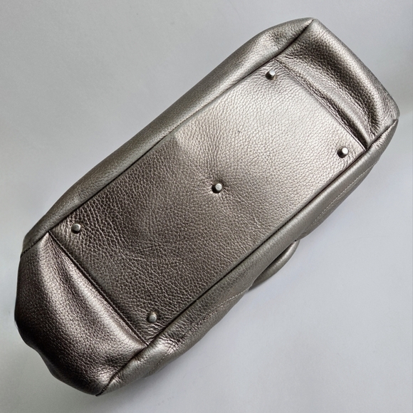 Furla Large Metallic Leather Satchel With Double Rolled Handles, Made In Italy - Picture 13 of 16